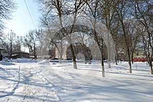 On the streets of the city on a winter day