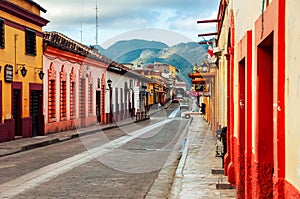 Streets of colonial San Cristobal de las Casas, Mexico