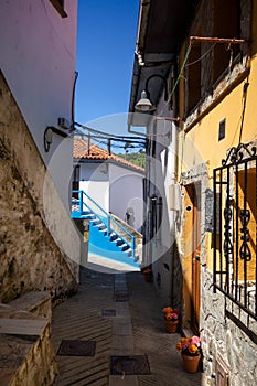 Streets and colorful houses in Cudillero, Asturias, Spain