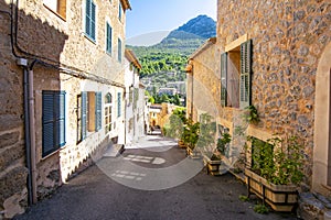 Streets of Deia, small village in the mountains, Mallorca, Spain