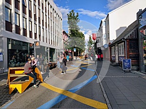 Streets of downtown Reykjavik Iceland