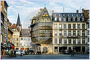 Streets and squares of Strasbourg, Alsace, France. Maison Kammerzell, aka Kammerzell house