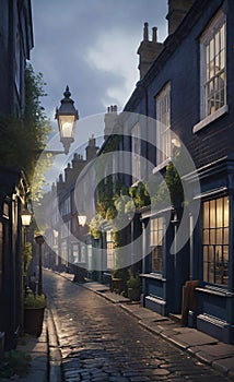 the streets of England around 1800 ai generated