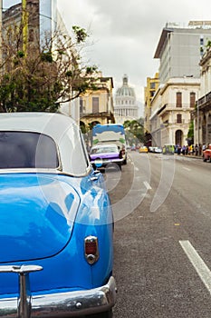 Streets of Havana, Cuba. Old american car