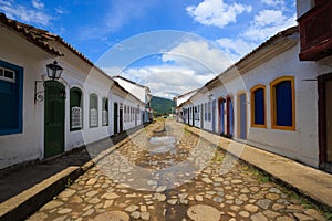 Streets at the historical center of Parati, Brazil photo