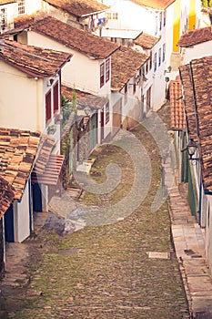 Streets of the historical town Ouro Preto Brazil