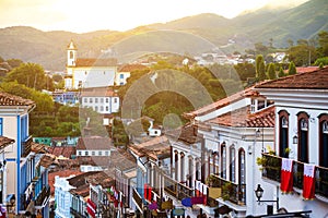 Streets of the historical town Ouro Preto Brazil