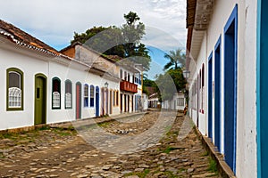 Streets of the historical town Paraty Brazil