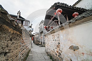 Streets of Hongcun Village, UNESCO heritage site, in Huangshan region of China