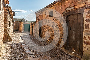 Streets and houses of Castrillo de los Polvazares in the province of LeÃ³n place of passage on the camino de santiago Spain