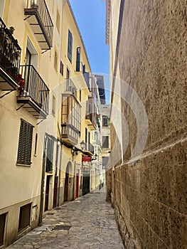 Streets and life in Palma de Mallorca Balearic Islands, Spain.