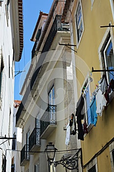 Streets of Lisbon. Historic buildings photo