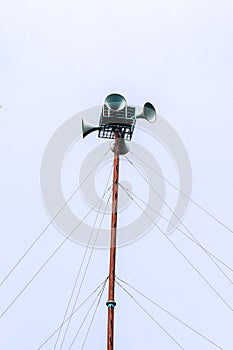 Streets Loudspeakers for important messages high on the mast, pillar