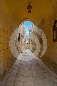 Streets of Mdina, called Silent City, medieval capital of Malta