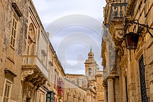 Streets of the medieval town Mdina in Malta
