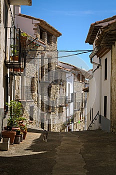 Streets of the medieval village of Ares del Maestre, Teruel, Spain photo