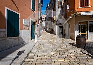 The streets of the old city of Rovinj. The beauty of old Croatia