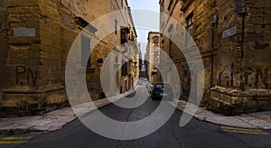The streets of the old city of Valletta. Maltese cities. Malta