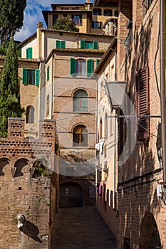 Streets of the old European city, Siena, Italy.