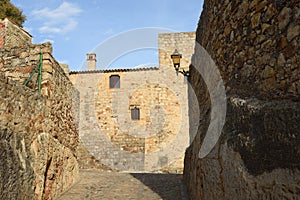 Streets old town of medieval village of Pals, Girona province, Catalonia, Spain