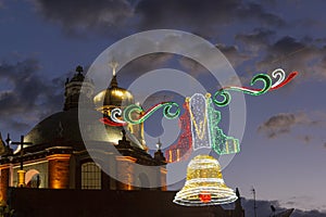 The streets of Queretaro are decorated for te celebration of Independence Day