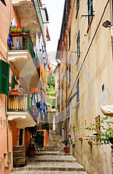 Streets of Riomaggiore, Italy photo