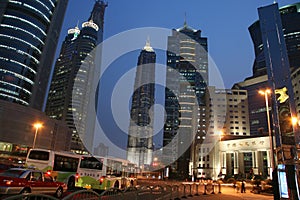 Streets of Shanghai Pudong skyline