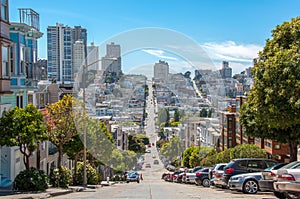 Streets with the slope in San Francisco, California, USA