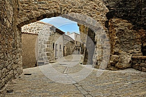 Streets of the small old spanish town Ares.