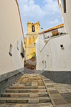 Streets of the small old spanish town Ares.