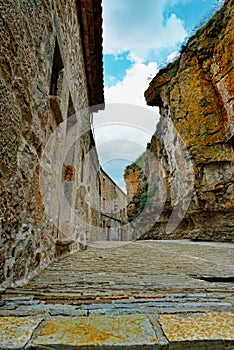 Streets of the small old town Ares in Spain.