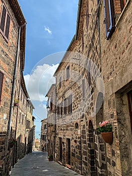 Streets of the small town of Radicofani, Italy