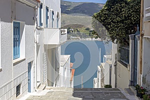 The streets of the town of Chora Cyclades, Andros Island, Greece