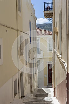 The streets of the town of Chora Cyclades, Andros Island, Greece