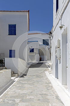 The streets of the town of Chora Cyclades, Andros Island, Greece