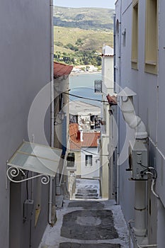 The streets of the town of Chora Cyclades, Andros Island, Greece