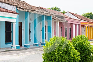 Streets with typical houses of mexican colonial town
