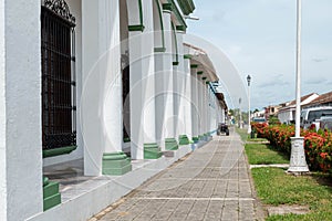 Streets with typical houses of mexican colonial town Tlacotalpan