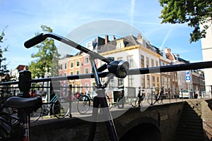 Streetscape in the city Utrecht in the summer.