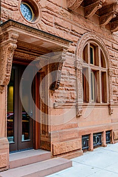 Streetscape front doors and arched window in Philly