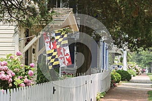 Streetscape image of a street om a small town on the eastern shore of Maryland.