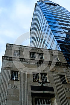 Streetscape with old and new buildings in Philly