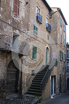 Streetscape in the village Orvieto in Italy in the summer.