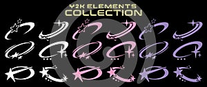 Streetwear y2k graphic assets set. Rave, acid, retro futuristic, elements for slogan, quotes, typography, poster, banner