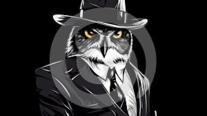 Streetwise Owl Detective: Graphic Novel Inspired Pop Art Illustration photo