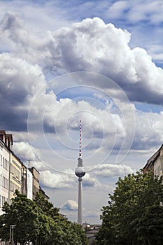 Strelitzer Strasse and Belin Television Tower Fernsehturm German