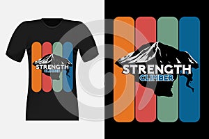 Strength Climber With Silhouette Vintage Retro T-Shirt Design
