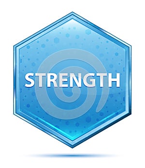 Strength crystal blue hexagon button