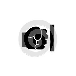 Strength Fist Punched Wall, Power Hand. Flat Vector Icon illustration. Simple black symbol on white background. Strength Fist