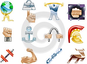Strength Icon Set Series Design Elements